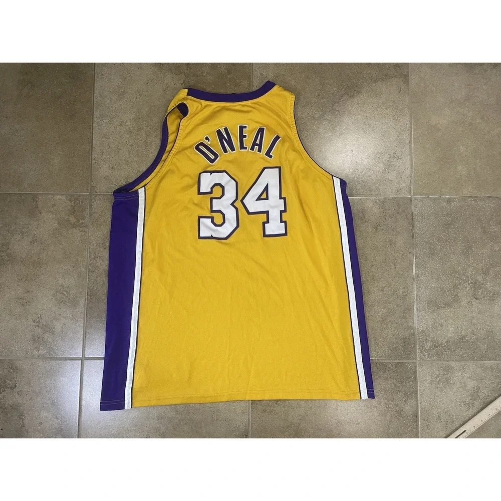 Nike Los Angeles Lakers Shaquille O'Neal #34 Sz 3XL 56 NBA Dri-FIT Yellow Jersey